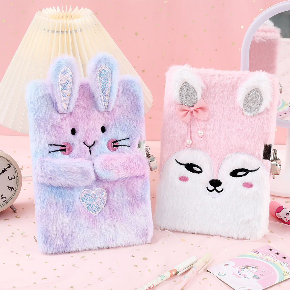 2023 New Cartoon Children's Plush Notebook Unicorn Diary Student Cute Bunny Gift Journal Book display picture 1