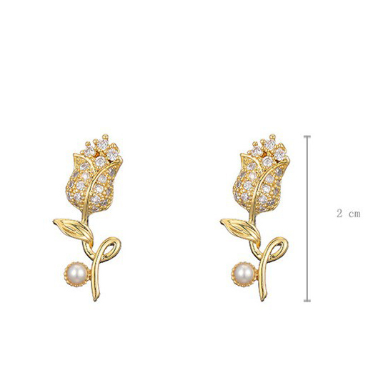 1 Pair Fashion Flower Alloy Inlay Rhinestones Gold Plated Women's Ear Studs display picture 1