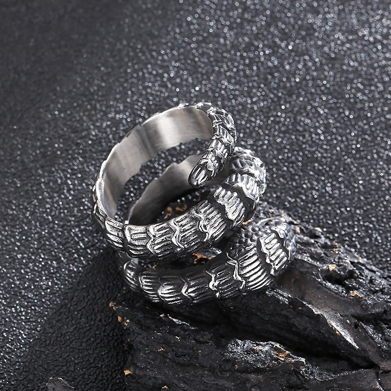 Vintage Style Snake Stainless Steel Plating Open Ring 1 Piece display picture 6
