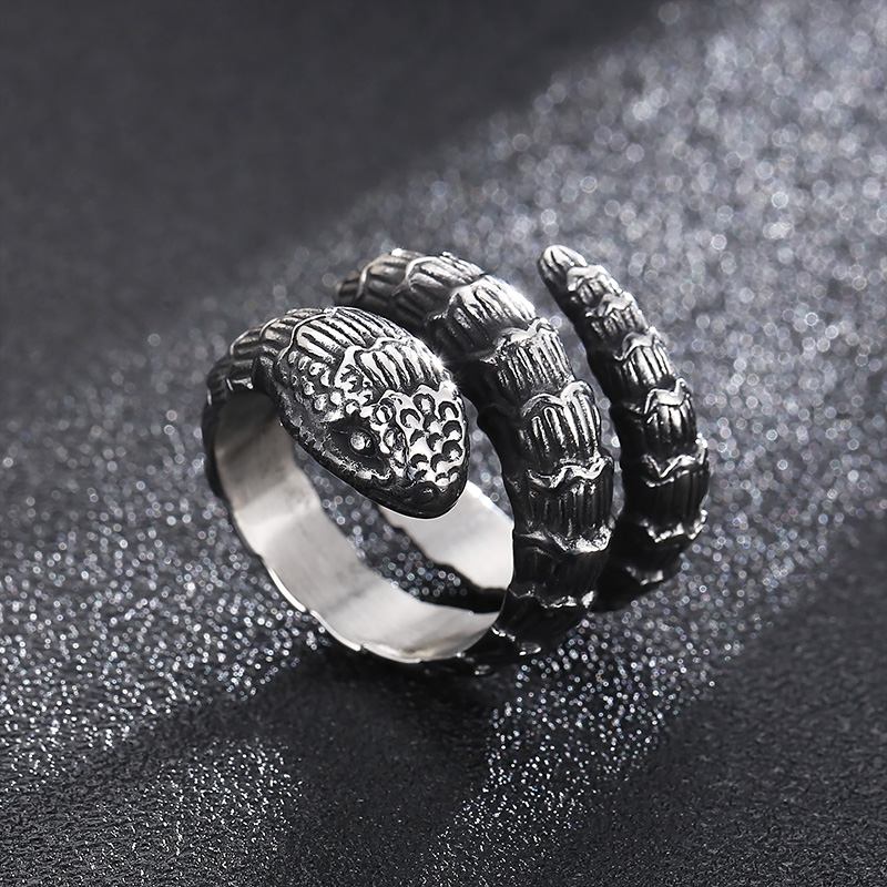Vintage Style Snake Stainless Steel Plating Open Ring 1 Piece display picture 7