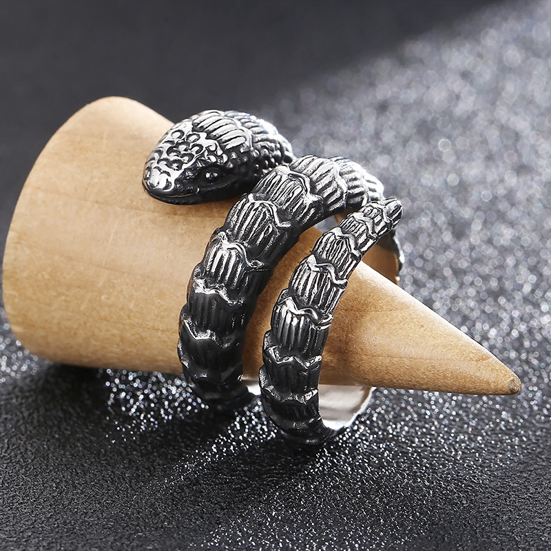 Vintage Style Snake Stainless Steel Plating Open Ring 1 Piece display picture 8