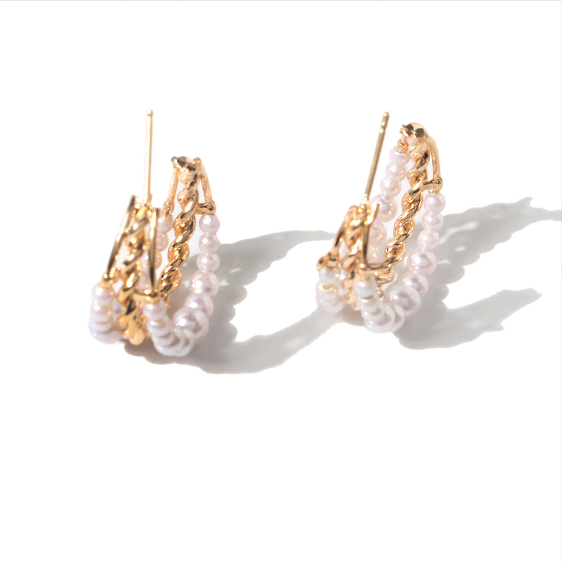 1 Pair Fashion Geometric Imitation Pearl Metal Plating Women's Earrings display picture 2