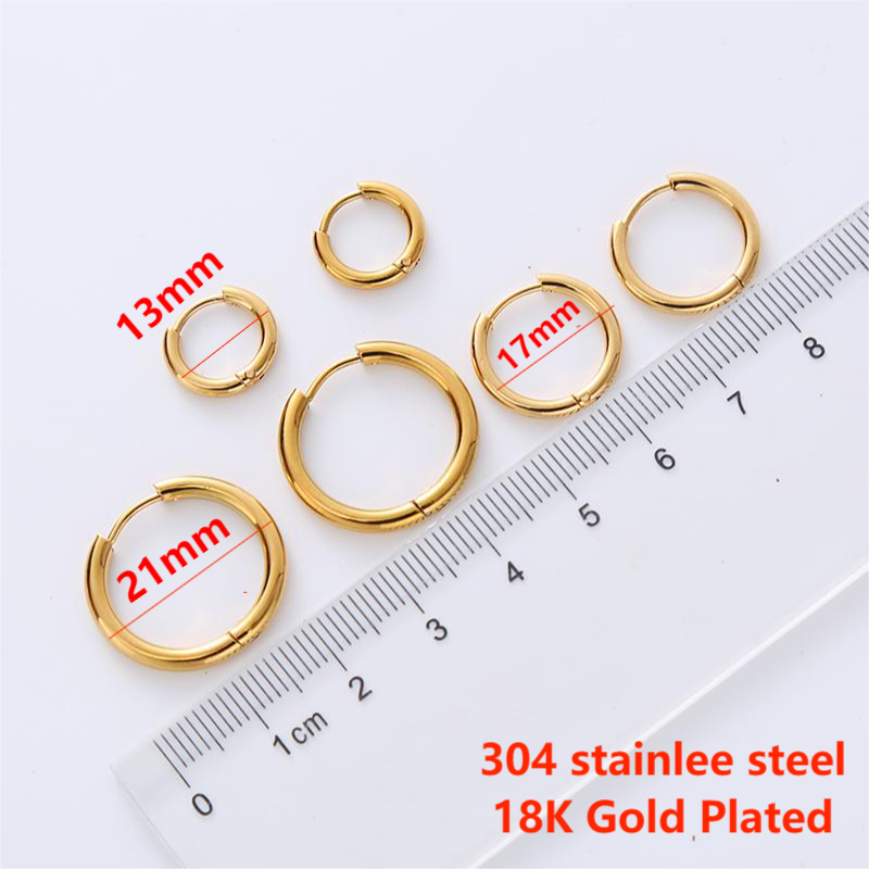 12 Pairs Simple Style Circle Plating Stainless Steel 18k Gold Plated Earrings display picture 1