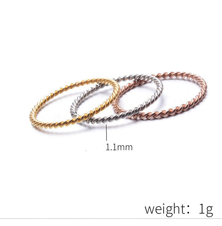 1 Piece Simple Style Solid Color Spiral Stripe Titanium Steel Rings display picture 5