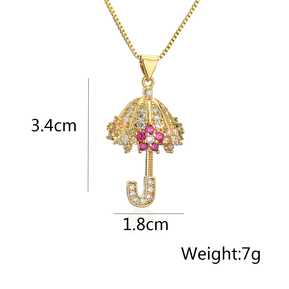 1 Piece Fashion Tortoise Umbrella Copper Plating Hollow Out Inlay Zircon Pendant Necklace display picture 1