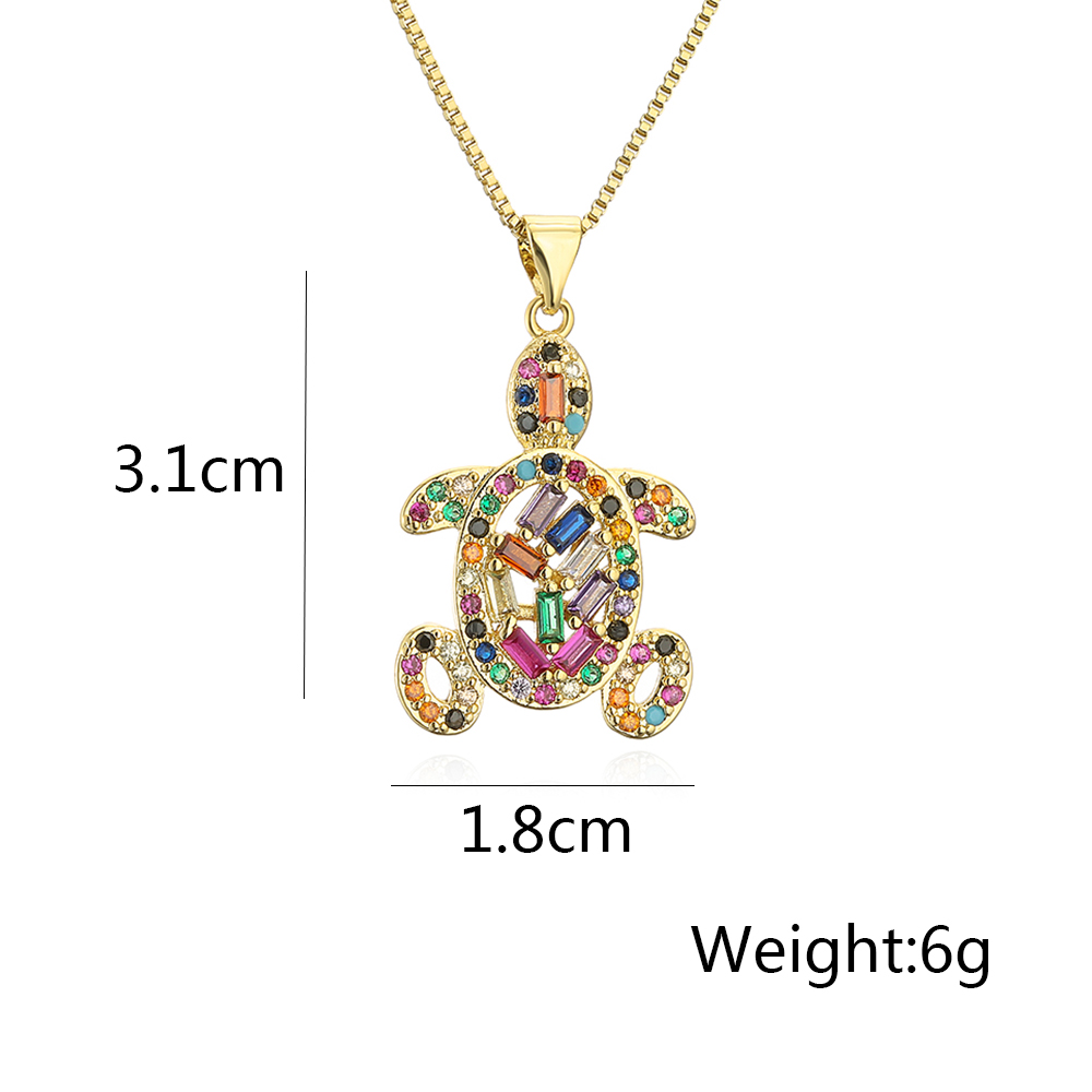 1 Piece Fashion Tortoise Umbrella Copper Plating Hollow Out Inlay Zircon Pendant Necklace display picture 2