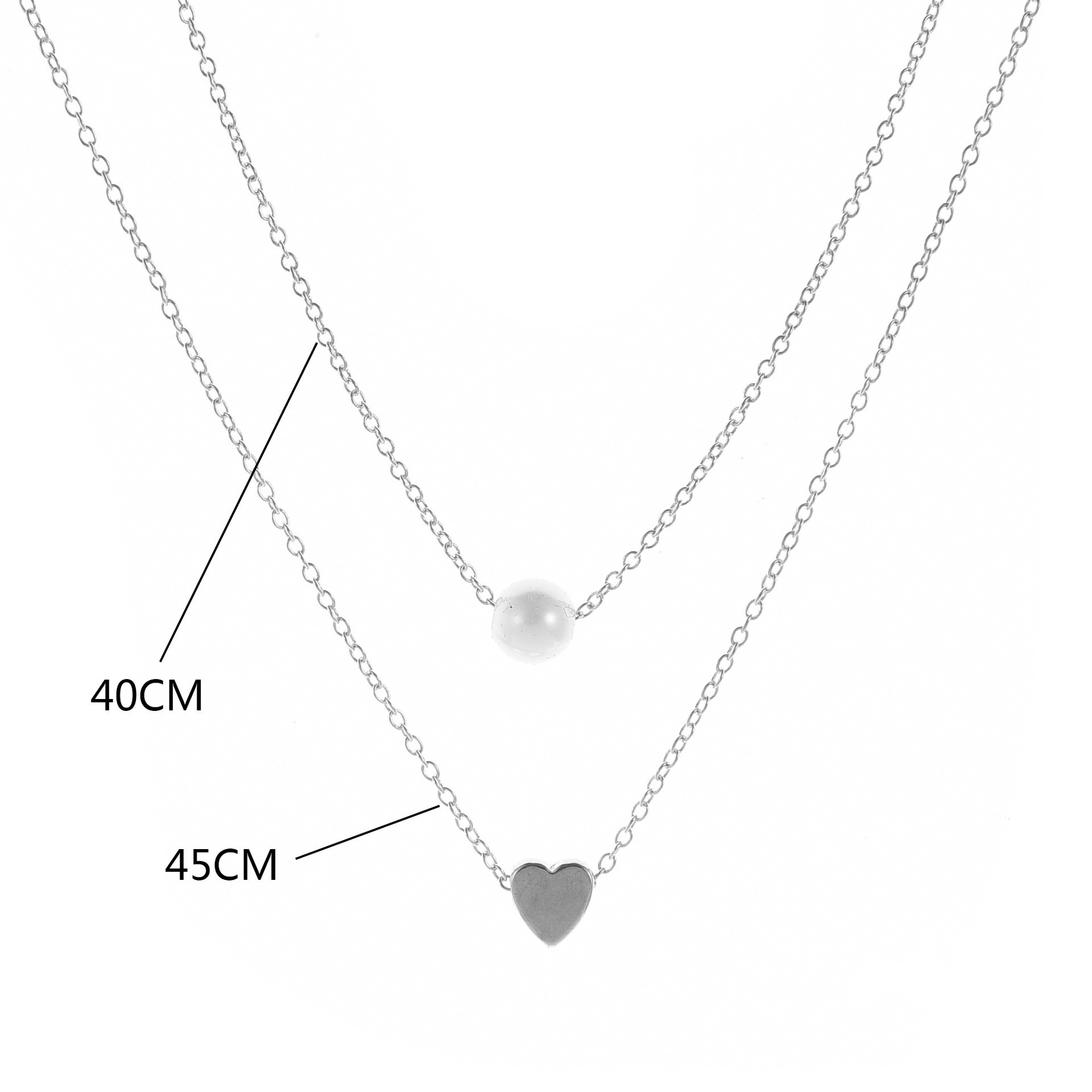 1 Piece Fashion Heart Shape Alloy Inlay Pearl Gold Plated Silver Plated Valentine's Day Women's Layered Necklaces display picture 1