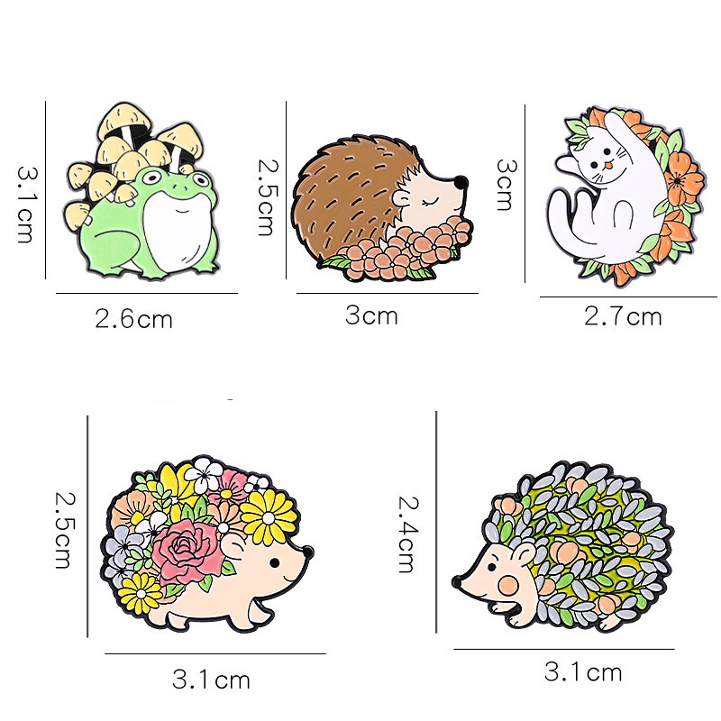 Fashion Hedgehog Cat Frog Alloy Enamel Unisex Brooches display picture 5