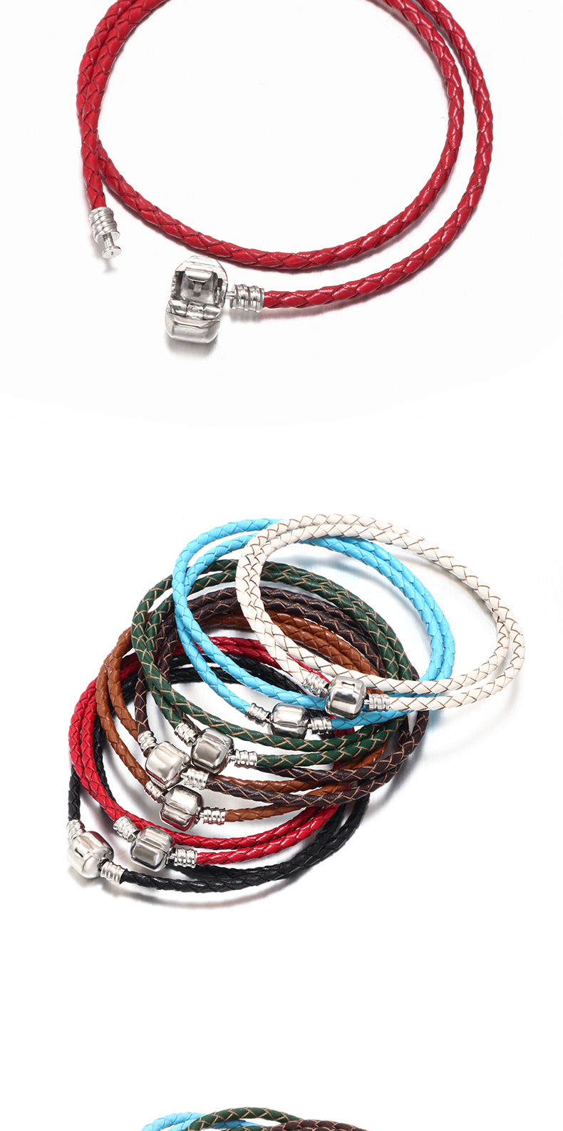 1 Piece Simple Style Round Pu Leather Alloy Unisex Bracelets display picture 5