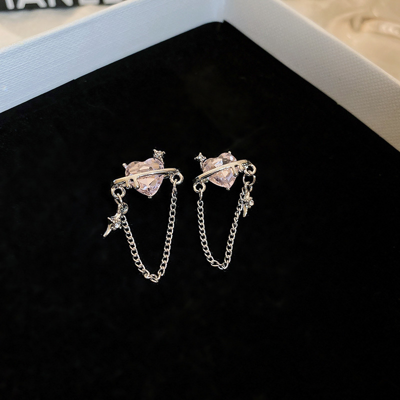 Simple Style Heart Shape Inlay Alloy Zircon Earrings display picture 2