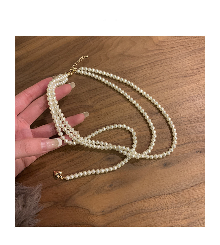 1 Stück Einfacher Stil Einfarbig Süßwasserperle Perlen Geschichtete Halskette display picture 1