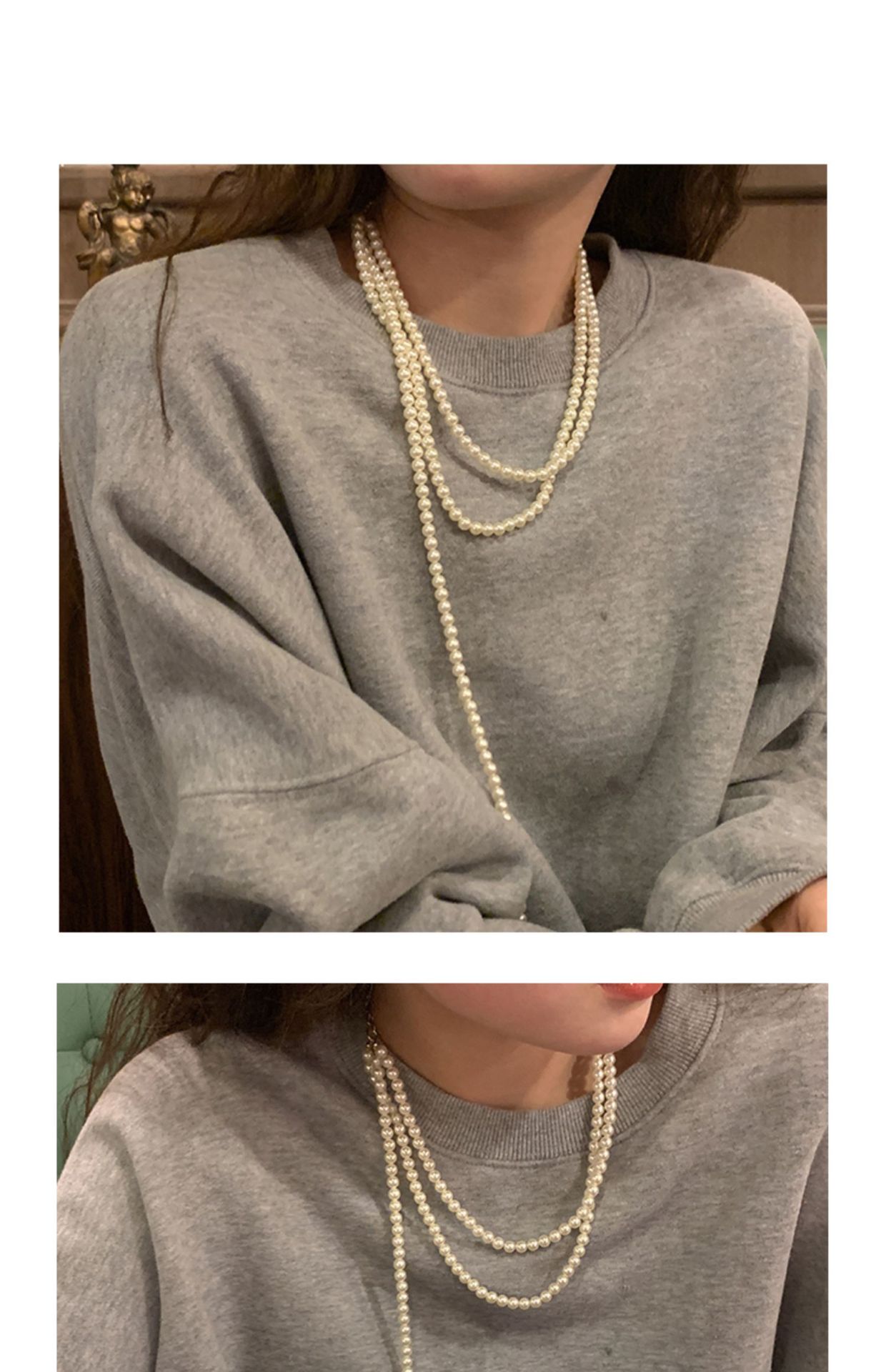1 Stück Einfacher Stil Einfarbig Süßwasserperle Perlen Geschichtete Halskette display picture 3