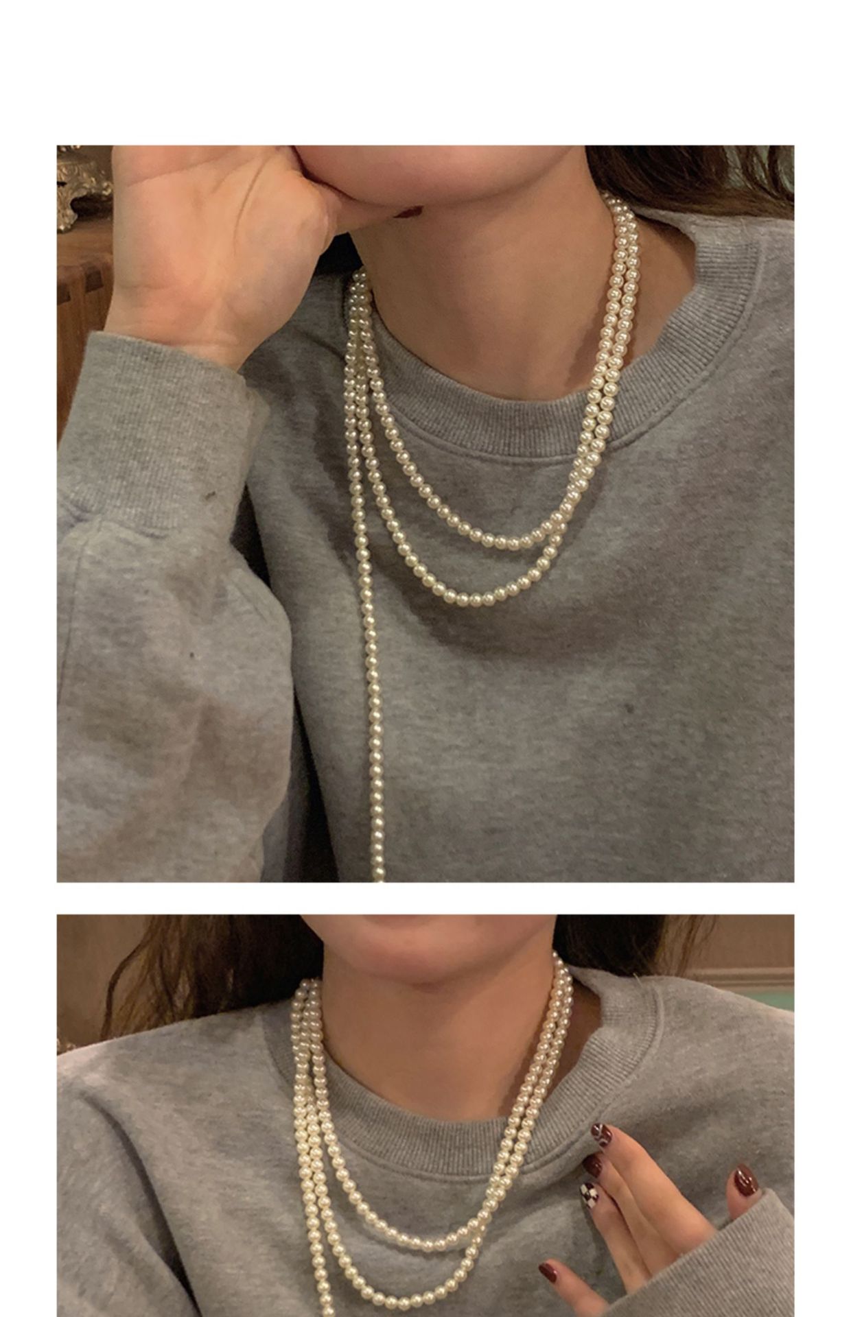1 Stück Einfacher Stil Einfarbig Süßwasserperle Perlen Geschichtete Halskette display picture 8