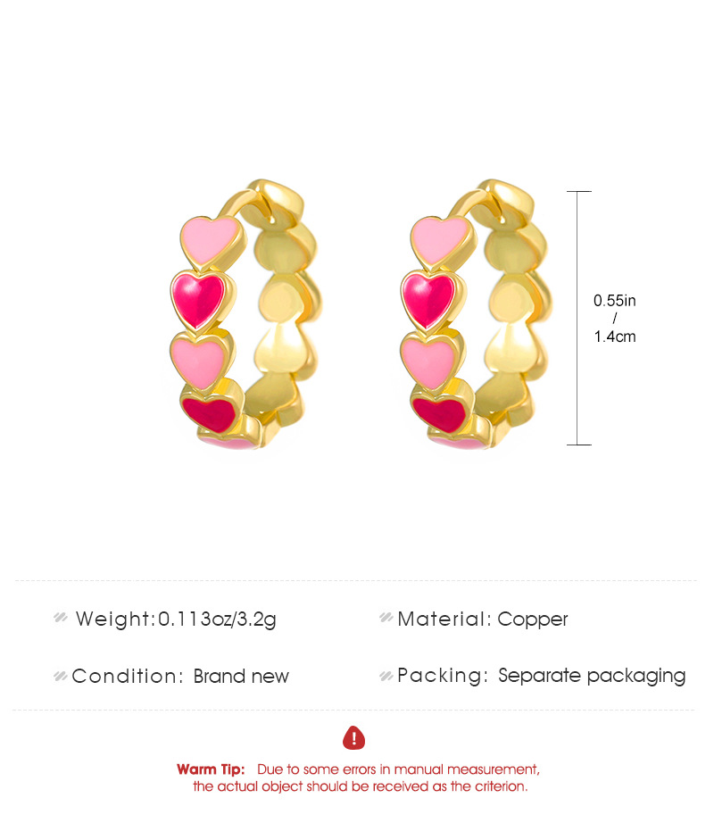 1 Pair Sweet Heart Shape Copper Enamel Ear Clips display picture 1