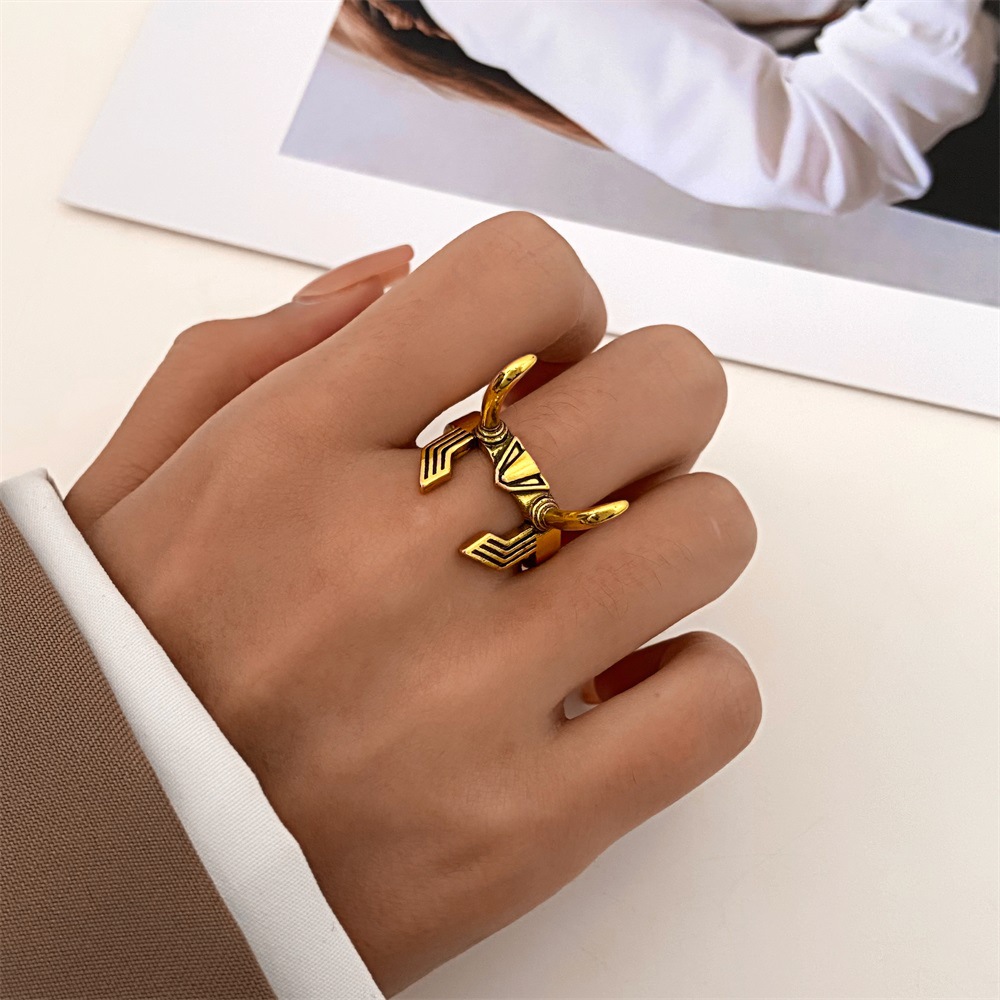 Vintage Style Horns Alloy Plating 14k Gold Plated Unisex Open Ring display picture 2