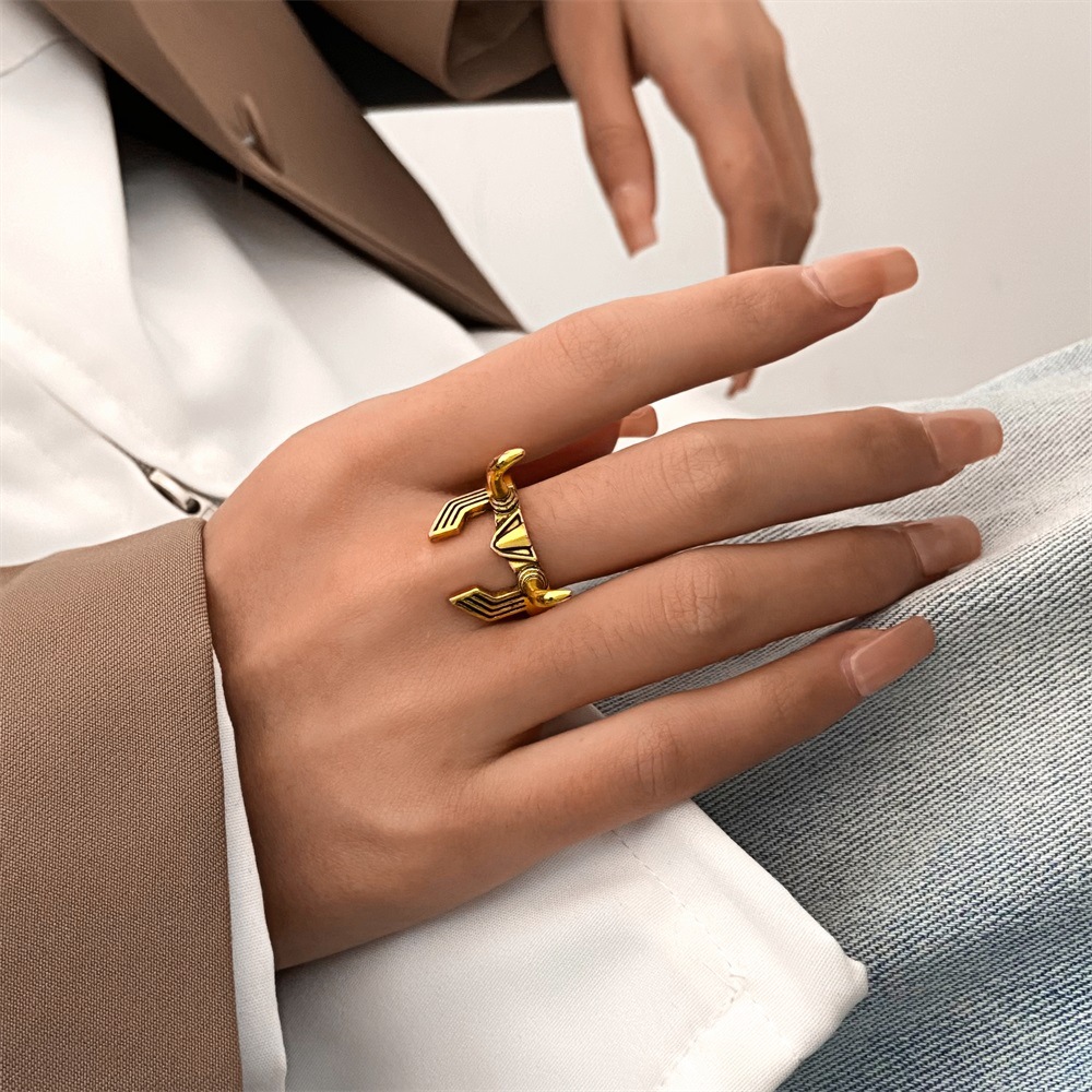 Vintage Style Horns Alloy Plating 14k Gold Plated Unisex Open Ring display picture 6