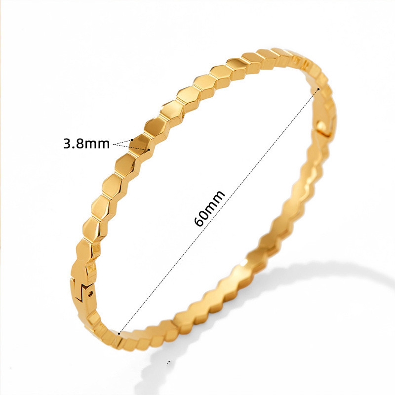 Simple Style Hexagon Stainless Steel Plating Bangle display picture 5