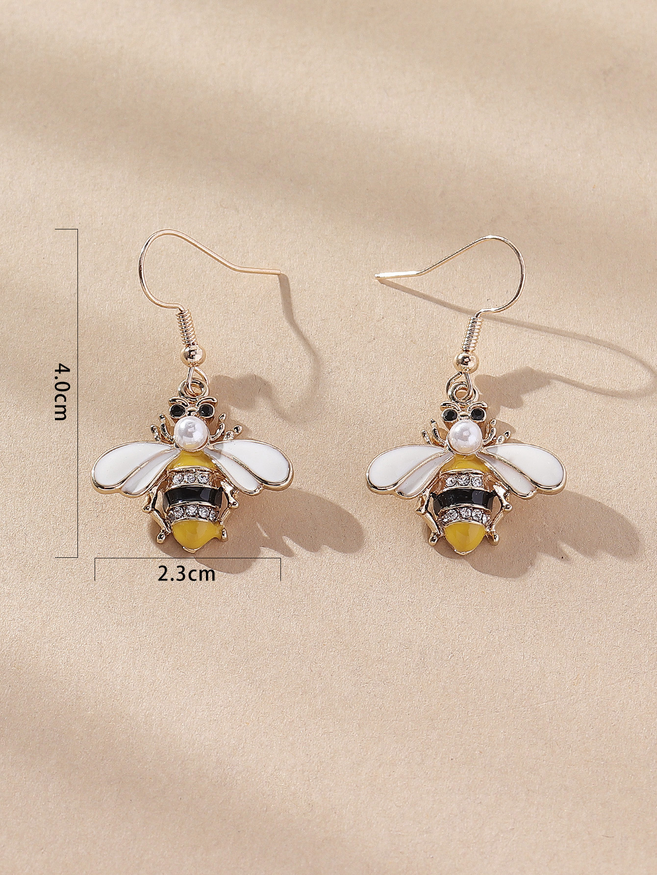 1 Paire Mode Abeille Alliage Incruster Strass Femmes Boucles D'oreilles display picture 2