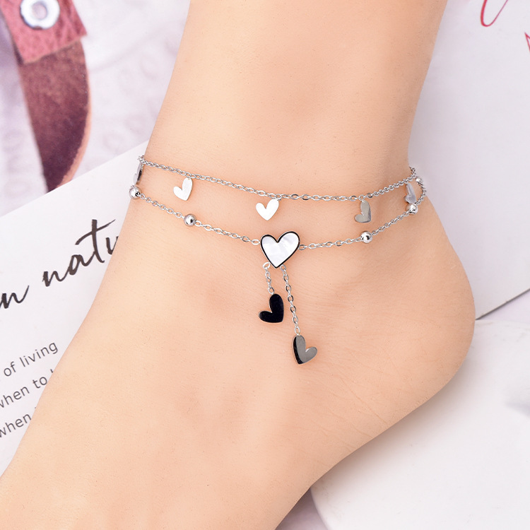 Elegant Romantic Solid Color Star Moon Stainless Steel Acrylic 18K Gold Plated Women's Anklet display picture 2