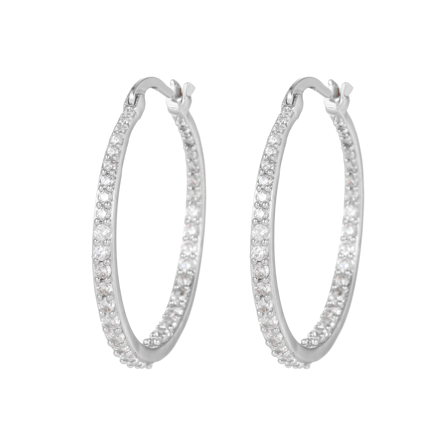 1 Pair Fashion Round Brass Inlay Zircon Hoop Earrings display picture 5