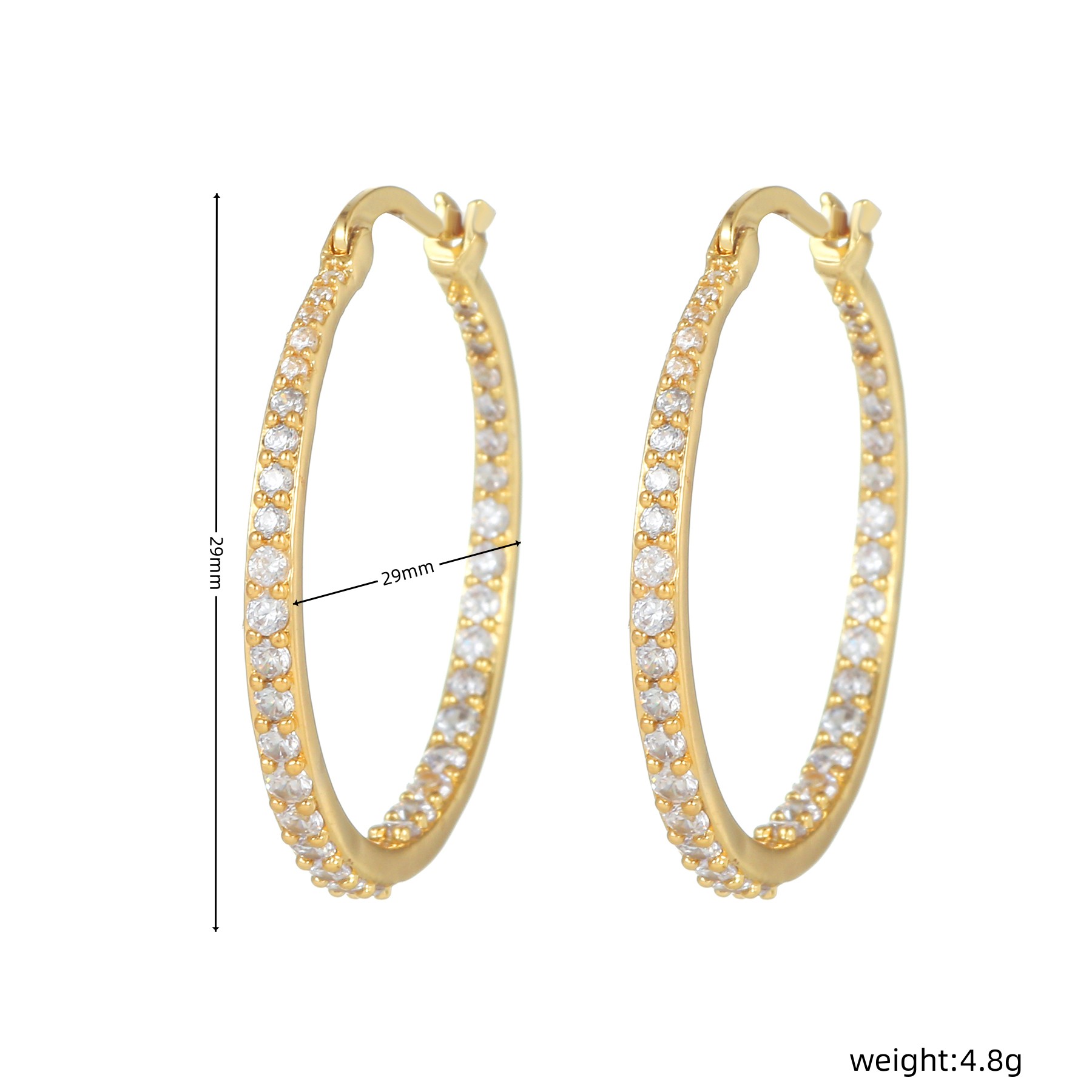 1 Pair Fashion Round Brass Inlay Zircon Hoop Earrings display picture 6
