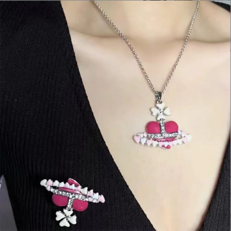 1 Piece Y2k Fashion Planet Stainless Steel Metal Enamel Titanium Steel Silver Plated Women's Brooches Necklace display picture 2