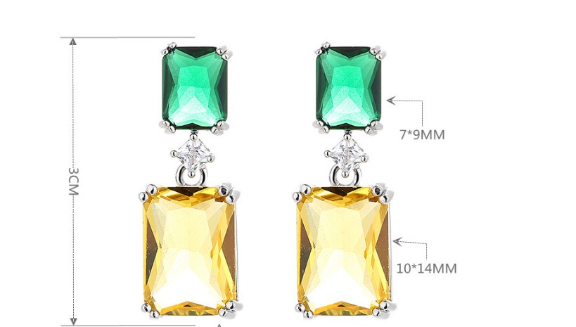 1 Pair Fashion Rectangle Copper Inlay Zircon Drop Earrings display picture 6