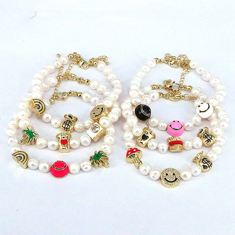 1 Pieza Lindo Arcoíris Cara Sonriente Champiñón Cobre Esmalte Pulsera display picture 9