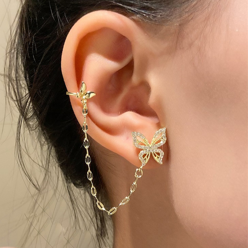 1 Pair Ins Style Fairy Style Butterfly Copper Inlay Artificial Diamond Ear Clips display picture 2