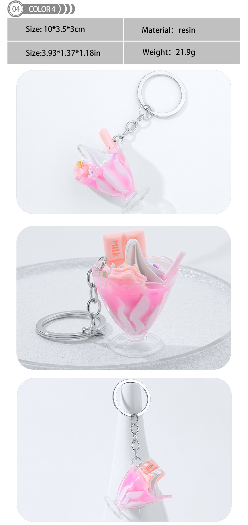 Sweet Ice Cream Alloy Resin Keychain display picture 1