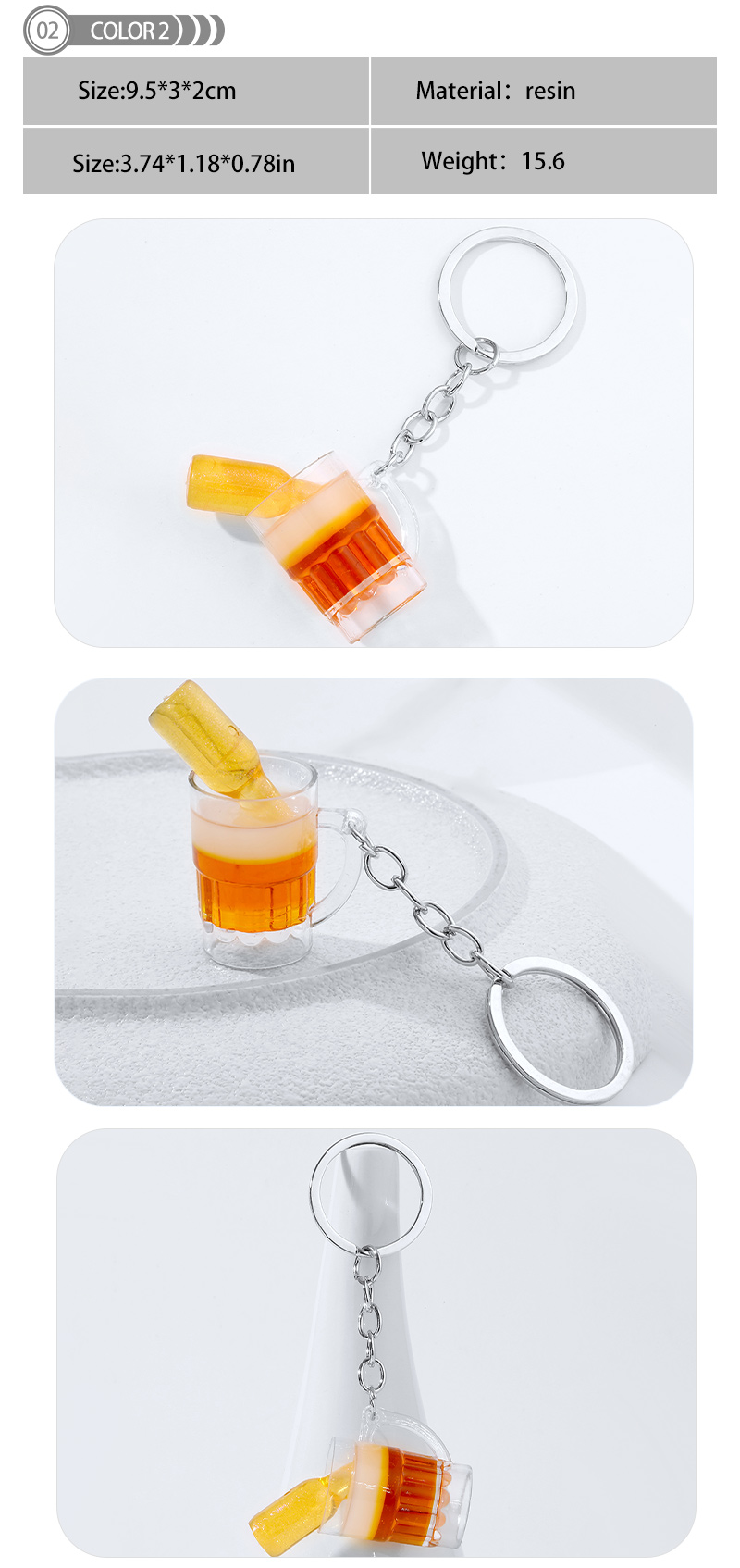 Sweet Ice Cream Alloy Resin Keychain display picture 3