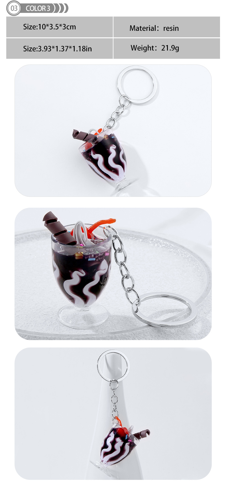 Sweet Ice Cream Alloy Resin Keychain display picture 4