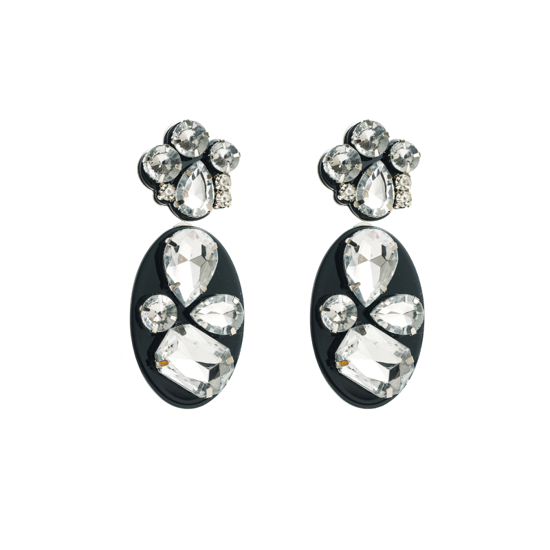 1 Pair Classic Style Oval Water Droplets Arylic Inlay Rhinestones Glass Women's Drop Earrings display picture 10
