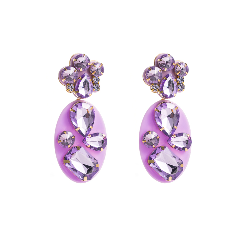 1 Pair Classic Style Oval Water Droplets Arylic Inlay Rhinestones Glass Women's Drop Earrings display picture 12