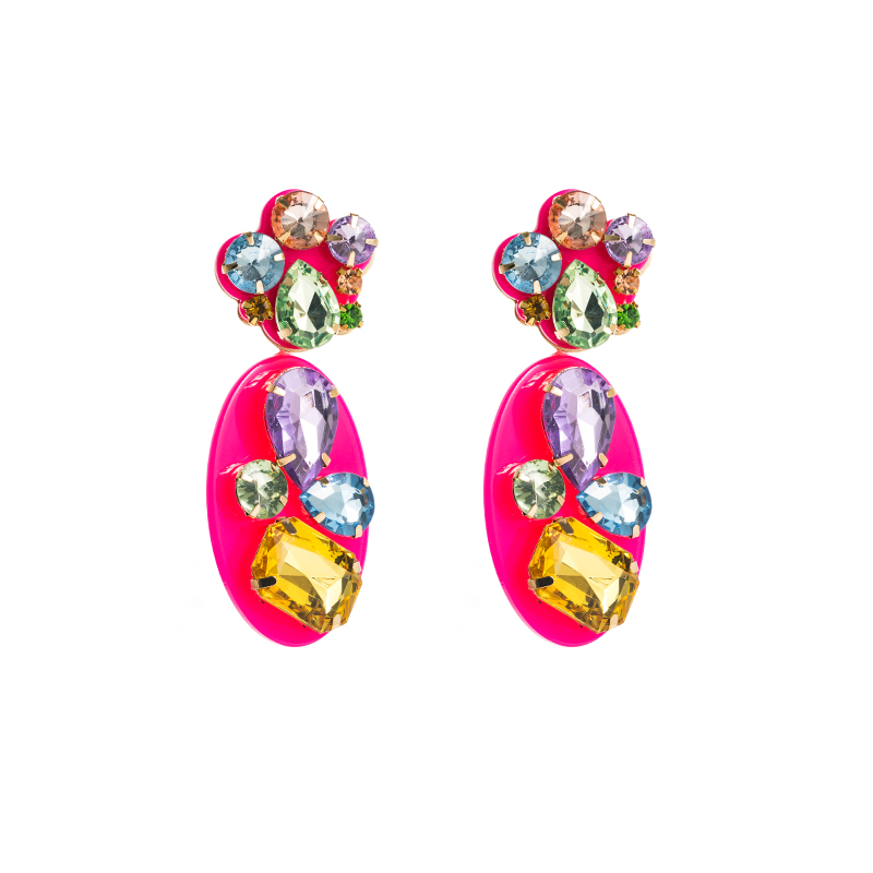 1 Pair Classic Style Oval Water Droplets Arylic Inlay Rhinestones Glass Women's Drop Earrings display picture 13