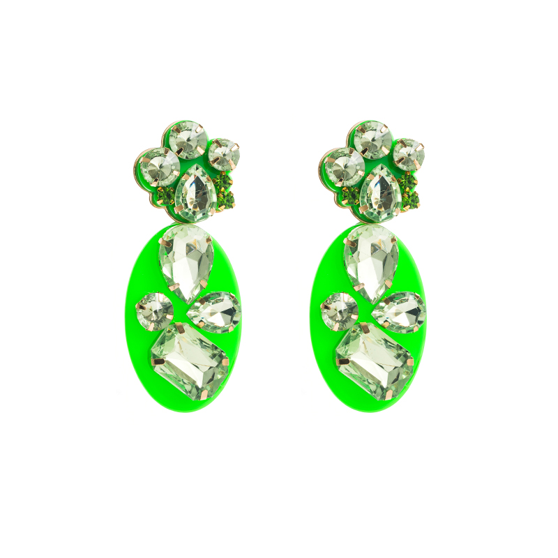 1 Pair Classic Style Oval Water Droplets Arylic Inlay Rhinestones Glass Women's Drop Earrings display picture 9