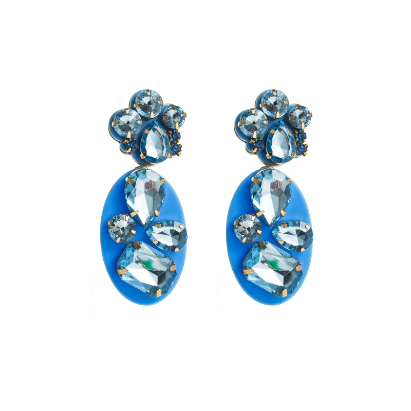 1 Paire Style Classique Ovale Les Gouttelettes D'eau Arylique Incruster Strass Verre Femmes Boucles D'oreilles display picture 7