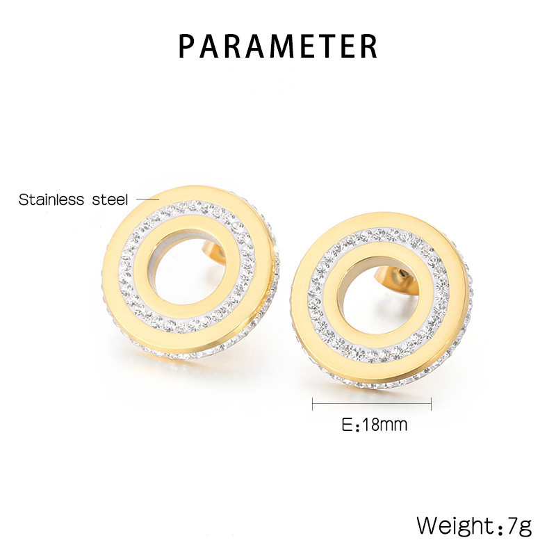 1 Pair Fashion Round Stainless Steel Rhinestone Ear Studs display picture 12
