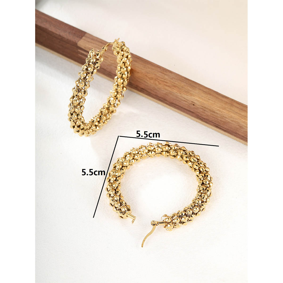 1 Pair Exaggerated Fashion Triangle Round Plating Stainless Steel 18k Gold Plated Hoop Earrings display picture 16