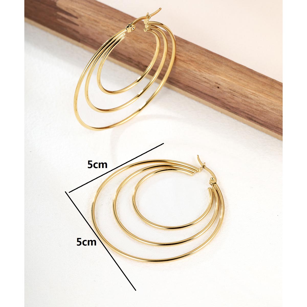 1 Pair Exaggerated Fashion Triangle Round Plating Stainless Steel 18k Gold Plated Hoop Earrings display picture 12