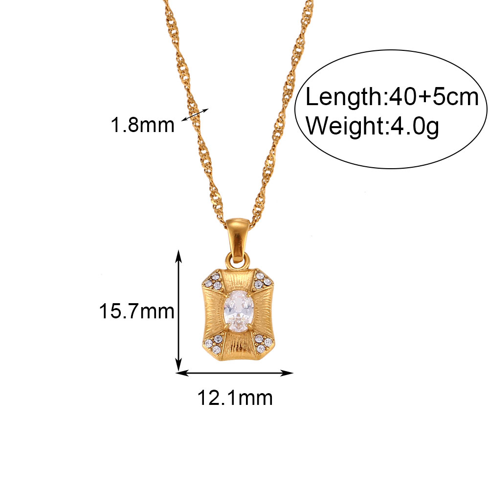 Fashion Geometric Stainless Steel Plating Zircon Pendant Necklace display picture 2
