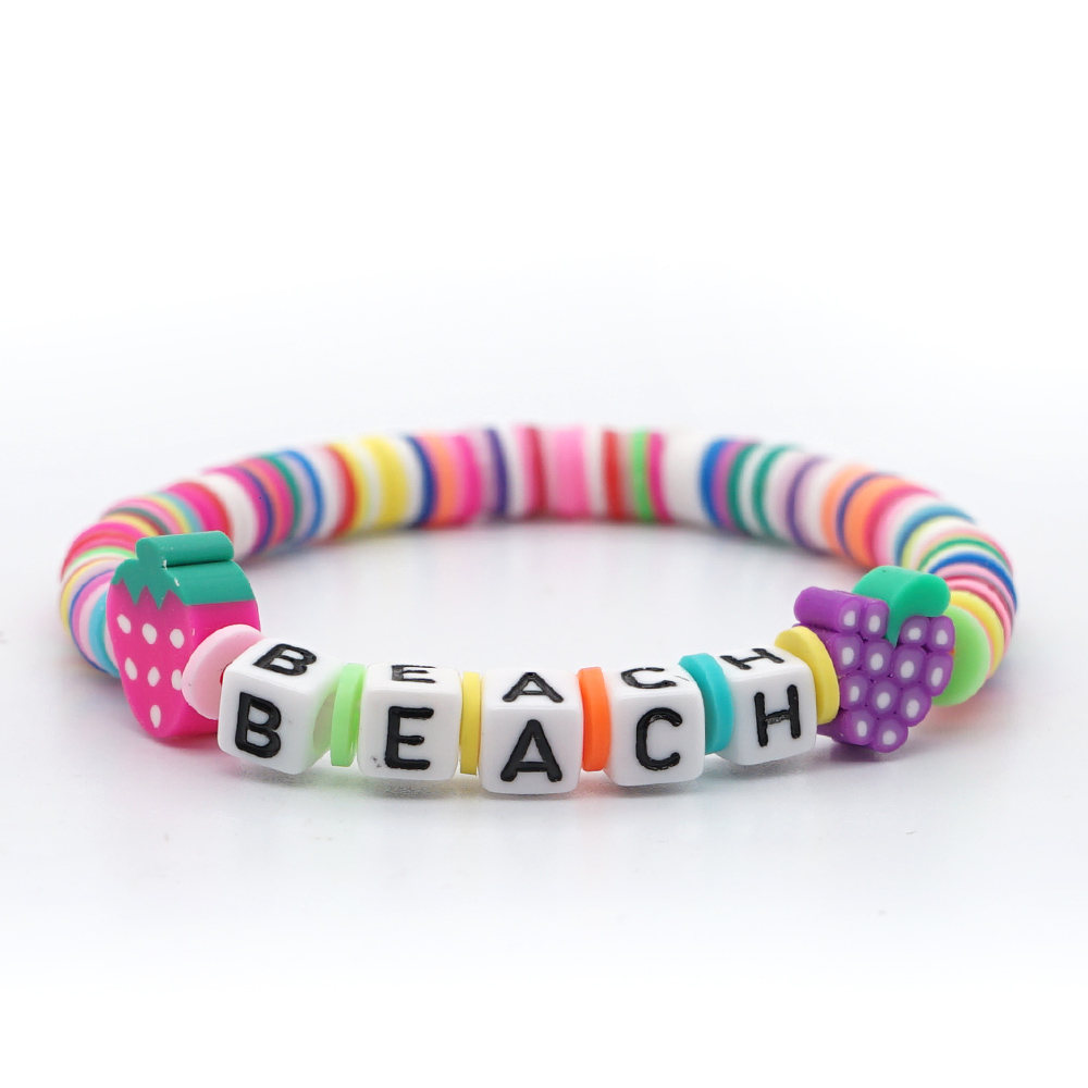 1 Piece Simple Style Letter Soft Clay Unisex Bracelets display picture 2