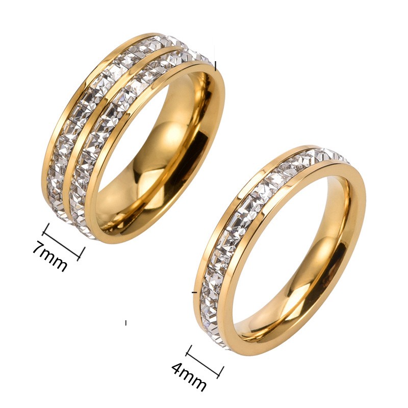 Fashion Circle Stainless Steel Polishing Plating Inlay Zircon Gold Plated Rings display picture 5