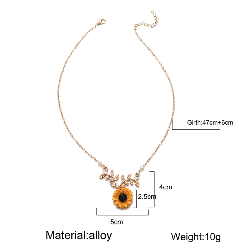 1 Piece Pastoral Sunflower Alloy Plating Artificial Pearls Women's Necklace display picture 1