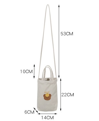 Medium All Seasons Canvas Cartoon Cute Fashion Embroidery Cylindrical Magnetic Buckle Shoulder Bag Canvas Bag display picture 7