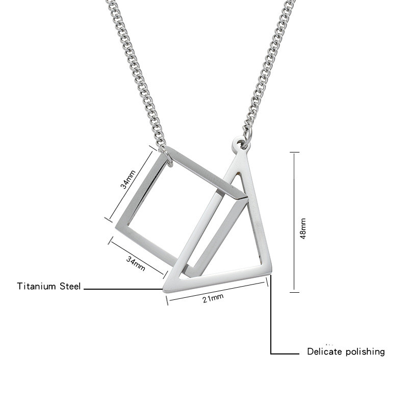 Retro Triangle Square Titanium Steel Plating Necklace display picture 6