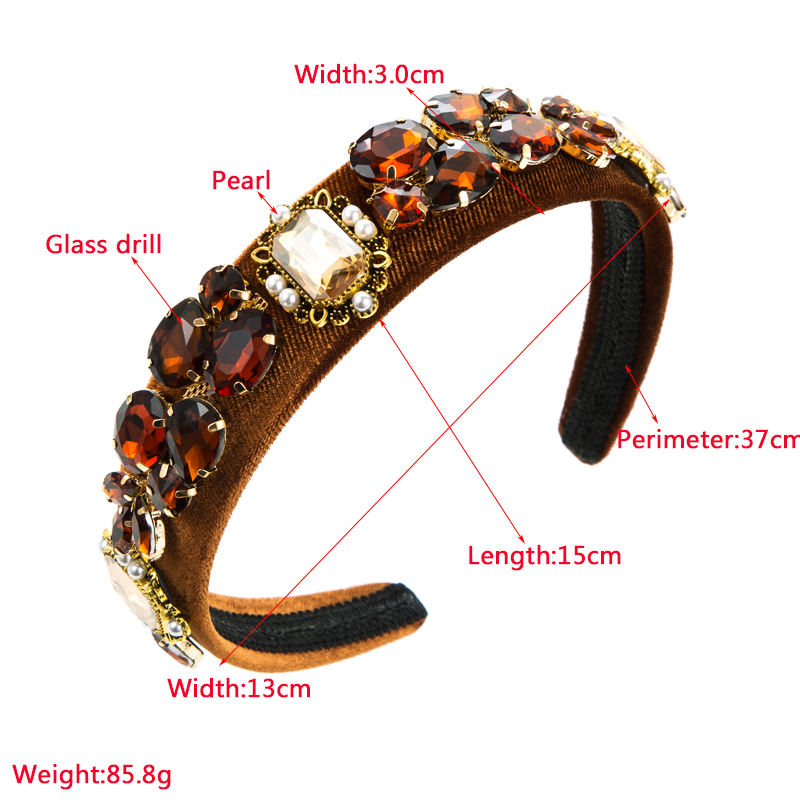 Baroque Style Geometric Flannel Inlay Rhinestones Glass Hair Band 1 Piece display picture 1