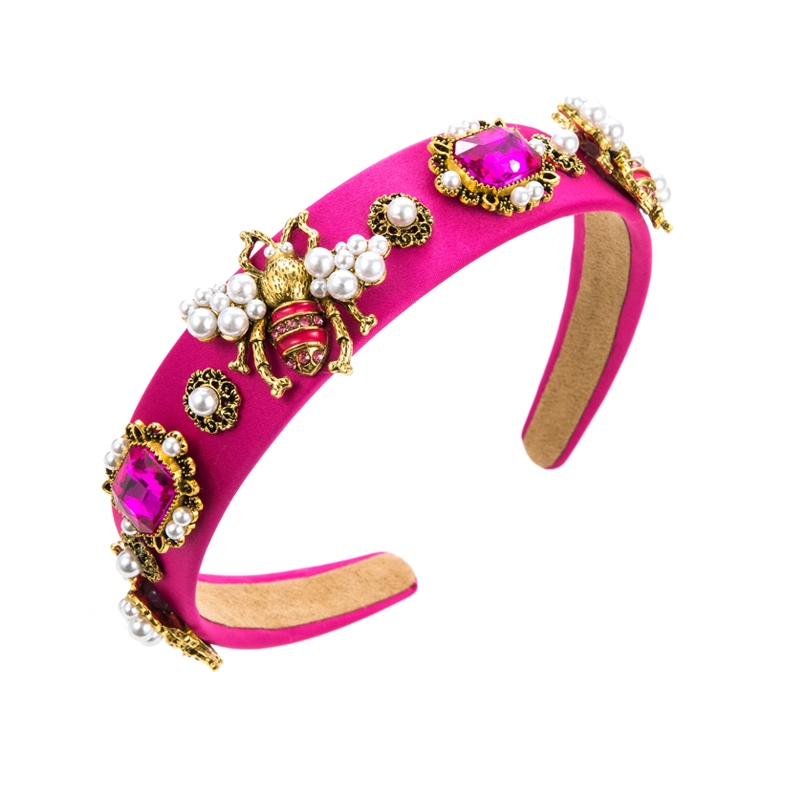 Luxurious Bee Cloth Inlay Artificial Pearls Rhinestones Glass Hair Band 1 Piece display picture 10