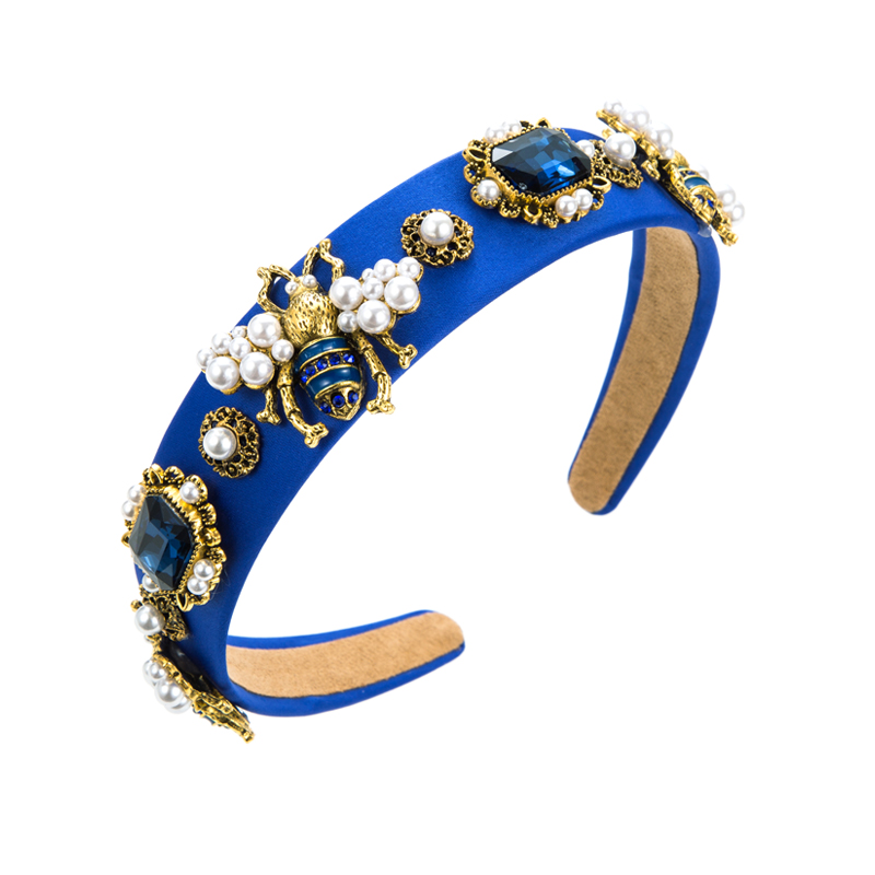 Luxurious Bee Cloth Inlay Artificial Pearls Rhinestones Glass Hair Band 1 Piece display picture 8