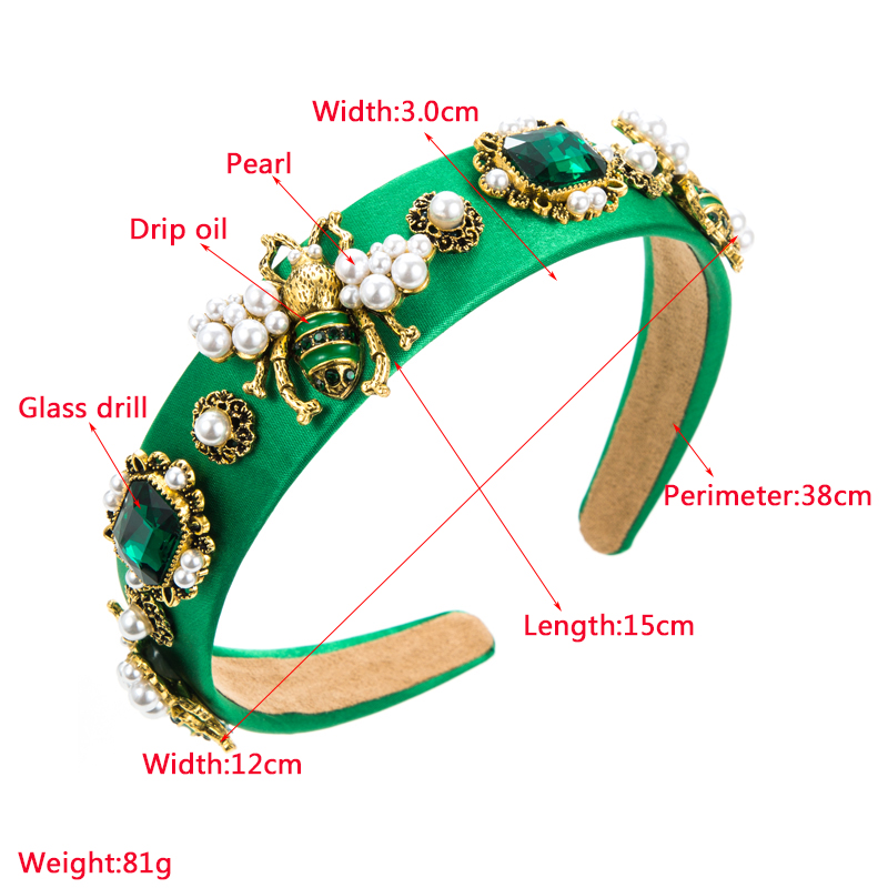 Luxurious Bee Cloth Inlay Artificial Pearls Rhinestones Glass Hair Band 1 Piece display picture 1